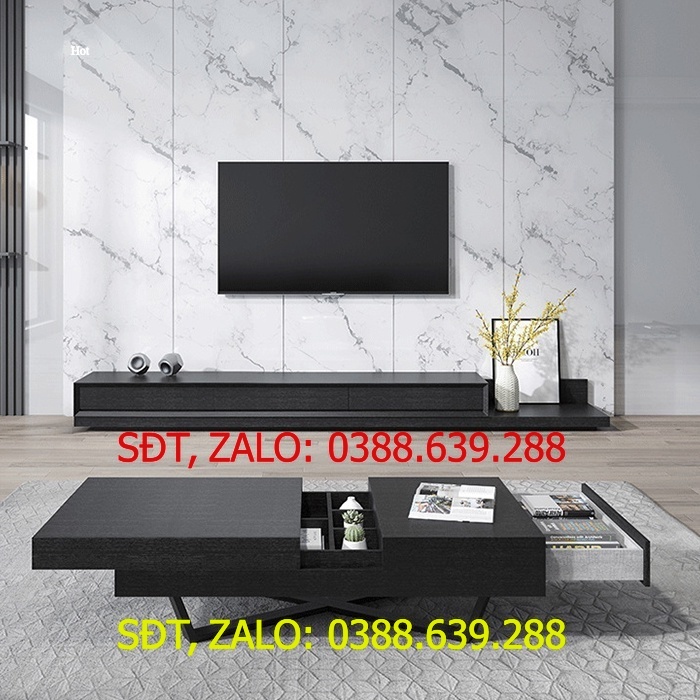 Cách bố trí phòng khách sang trọng với kệ tivi và bàn trà hiện đại cho không gian nhỏ