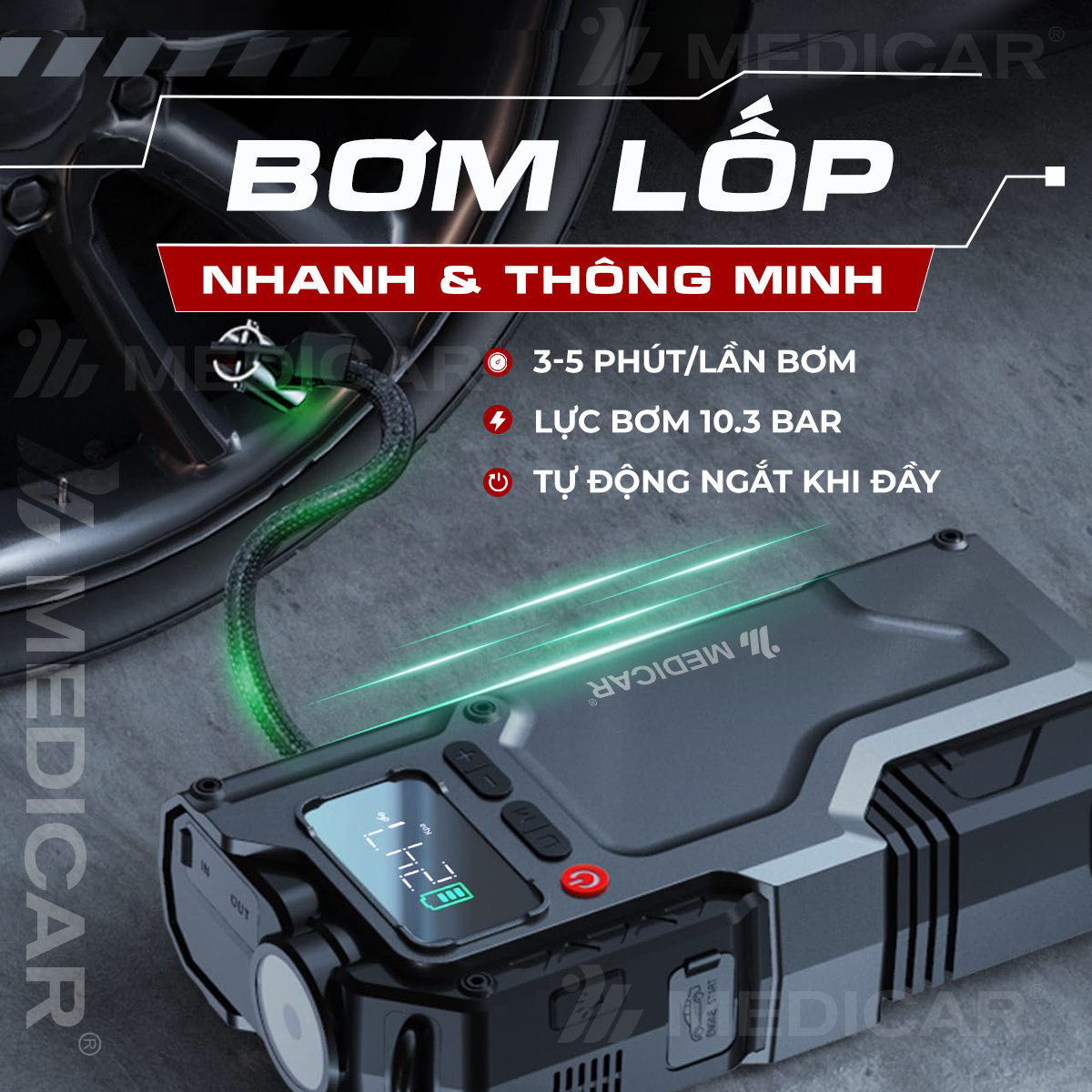 Tôi đã từng bị mắc kẹt vì bơm lốp ô tô không đủ năng lượng, đến với Medicar V3 PRO 14.000mAh để giải quyết triệt để