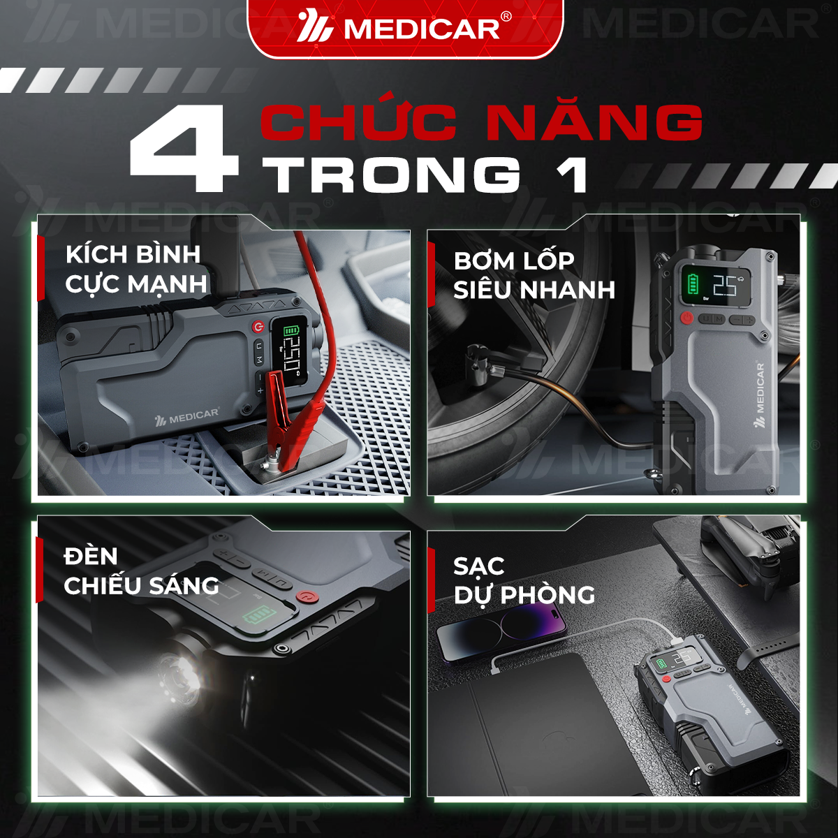 Tôi đã từng bị mắc kẹt vì bơm lốp ô tô không đủ năng lượng, đến với Medicar V3 PRO 14.000mAh để giải quyết triệt để