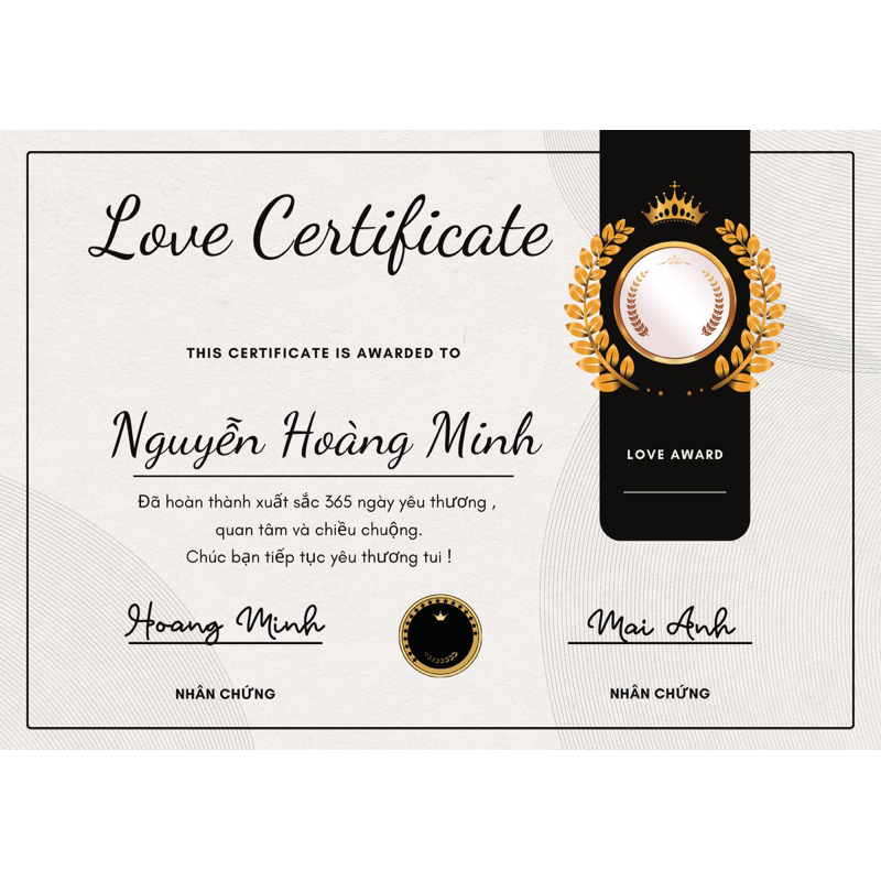 Làm thế nào để tạo một chứng chỉ tình yêu thật sự đặc biệt và ý nghĩa cho bạn trai/bạn gái?