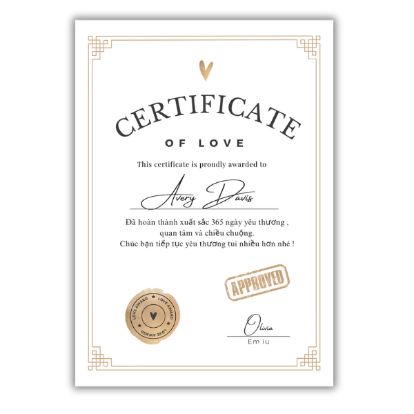 Làm thế nào để tạo một chứng chỉ tình yêu thật sự đặc biệt và ý nghĩa cho bạn trai/bạn gái?
